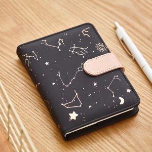 DenDen~ Notebook Cute Stars Zodiac Design Portable Magnetic Buckle Book Travel Journal Stationery - Buku Nota Pelajar Sekolah Alat Tulis 樱花加厚网格笔记本记事本日记本