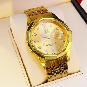 Đồng Hồ Nam OPK Gold Thép Không Gỉ Nguyên Khối Chống Nước Thời Trang Thông Thường Đồng Hồ Đeo Tay Thạch Anh Dạ Quang Tay Chống Sốc 8170