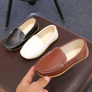 ABC Kids Slip-On Soft Bottom Black White British Style Shoes for Boys And Girls All Ages Casual Comfortable Leather Shoes