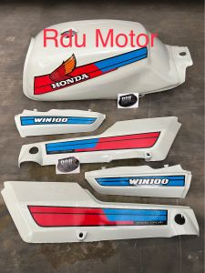Tangki dan body set honda win 100 warna putih plus stripingnya
