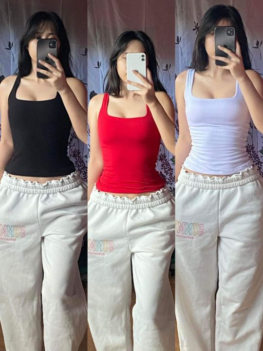 Squareneck Double Lining Front and Back Tank Top Full Length | Lazada PH