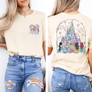 New Disney Womens Breathable T-shirt Cotton Fabric Version Loose Casual Round Neck Short Sleeve Design