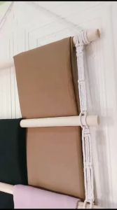 Ladder Hanger Anyaman Tali Macrame 4 Susun Gantungan Baju Hijab Mukena Sajadah Kayu Dowel Bulat