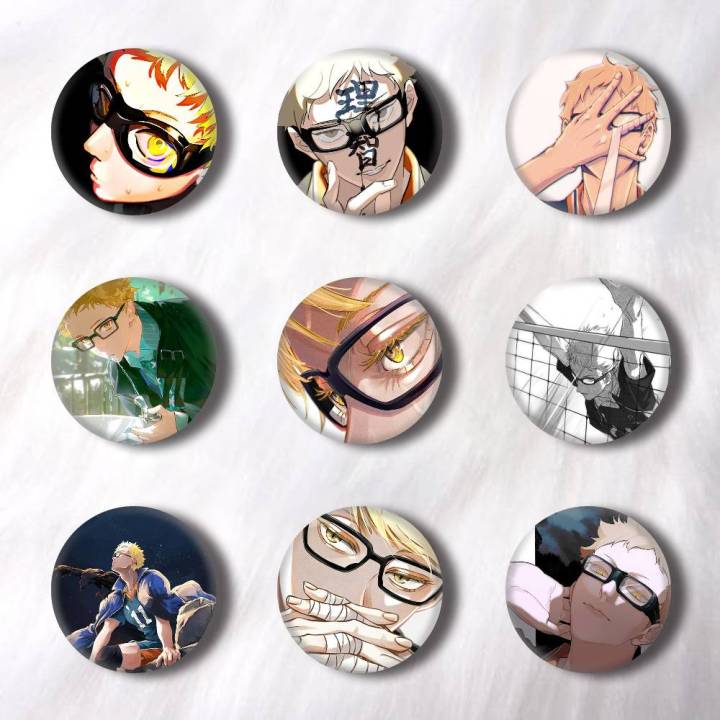 Life Numbers Cartoon Kayou | Cartoon Kei Tsukishima Pins Badges Round Laser Badge Brooch ...