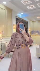 Dinda Dress Wanita Terbaru Ceruty Babydoll Mix Bordir Cantik Gamis Kondangan Ukuran MLXL DAN XXL
