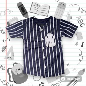 baju Jersey Baseball anak Nevi salur putih pakaian outdoor kualitas premium