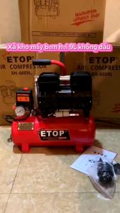 Máy nén khí sạch không ồn mini 9l Etop - Máy nén khí không dầu 9l kèm bộ phụ kiện -  dây đồng