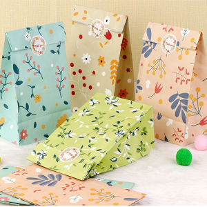 Túi Quà Giấy Kraft Họa Tiết Cây Cối Kèm Nhãn Dán Đựng Kẹo Bánh Ngọt Bánh Nướng Bộ 12/24 Chiếc Túi Đóng Gói Gấp Gọn Dùng Cho Tiệc Sinh Nhật