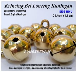 Krincing kuningan no6 ( D3.4cm x 4.5cm ) Bel Lonceng 06 Kuningan bulat Klinting Gowok Lonceng tari jaranan Besar Jumbo penari remo mainan anjing sapi kambing kucing aksesoris tas pendaki