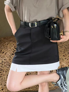 High Waist A-Line Mini Skirt Womens Small Size 2025 New Style Slimming Hip Covering Short Skirt Design Sense Splicing Summer