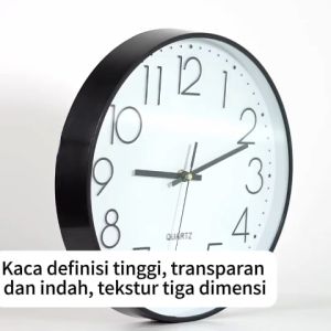 Jam Dinding Diameter 30 cm Dekorasi Unik Estetik Kamar Estetik Jam dinding bisu dengan kaca bening