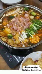 32cm / 34cm Steamboat Pot with Glass Lid – Multi-Purpose Hotpot Cooke