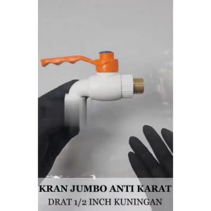 Kran Jumbo PVC PRR 1/2 3/4 inch Kran Air Tembok Drat Kuningan Engkol