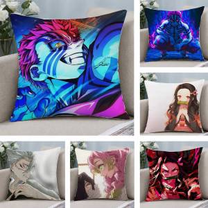 Bandai | Demon Slayer Kanroji Mitsuri Anime Plush Pillow Cover Soft Short Plush Cushion Cover For Sofa Bedroom Home Decor Gift Decoration
