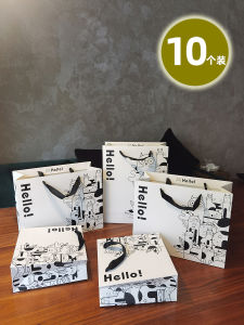 Black And White Birthday Gift Bag Cartoon Design Handheld Paper Bag Premium Feel Beautiful Souvenir Handbag Customizable
