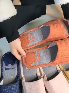 Japanese Linen Cotton slippers for men and women indoor cotton slipper non-slip home slippers couple slippers