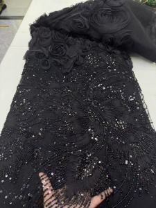5 Yards African Lace Fabric Sequins Beaded Embroidery Groom Nigerian Bridal High Quality French Tulle Lace Fabric For Wedding