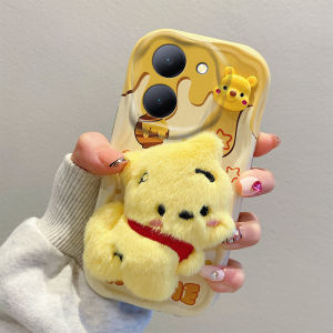 Cute Cartoon Plush Silicone Protective Case for VIVO Y03 Y18 4G Y28S 5G Version Female Model Anti-Fall Creative 3D Design