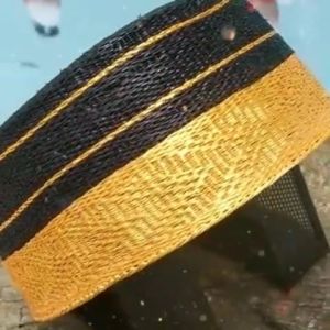 Peci Songkok Recca Pammiring Kopiah Bone Hitam Emas Khas Sulawesi