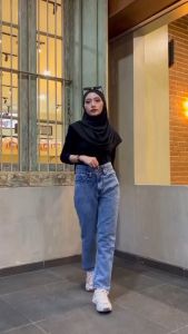 SHIVA- Celana Denim /Jeans Wanita Pinggang Tinggi - Boyfie Loose Stella Premium Size 27-34