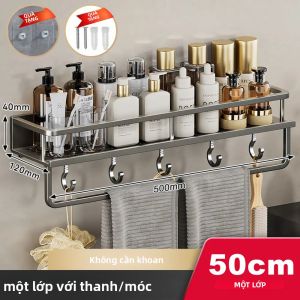 Kệ Nhà Tắm Không Cần Khoan 30/40/50CM Chất Liệu Nhôm Giá Để Đồ Tắm Giá Đựng Dầu Gội Giá Để Đồ Nhà Vệ Sinh Màu Xám Phụ Kiện Gắn Tường