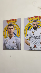 Poster Dinding Kayu Real Madrid Ronaldo Benzema Bale 20X30CM/15X30CM - Kertas Art Carton Premium