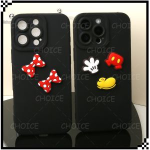 Mickey Mouse Black Phone Case Silicone Case For iPhone 16 Pro Max 15 11 14 13 12 Pro Max  Shockproof Case Cover [cchoice]