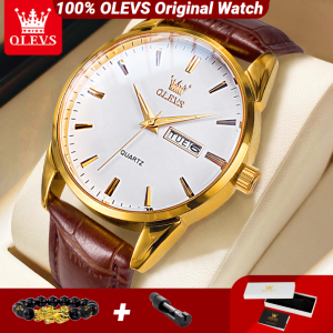 OLEVS Classic Quartz Watch for Men Waterproof Leather strap Calendar Sports Business Men s Quartz Wrist Watch TOP Brand 6898