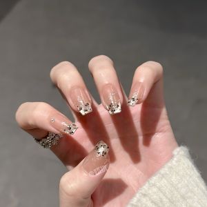 High Quality Handmade Gradient Cat Eye Leopard Print Nail Art Finished Product Brown Orange Color Flame Design Wearable False Nails