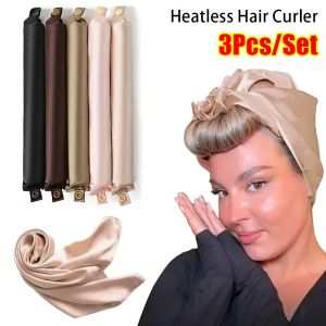 GET RID PAUSE34SE4 3Pcs ไม่มีความร้อน เครื่องดัดผมไม่มีความร้อน ผ้าซาตินซาติน หยิกขี้เกียจ โรลม้วนผม เฟล็กซี แกนม้วนผม เครื่องมือจัดแต่งทรงผม