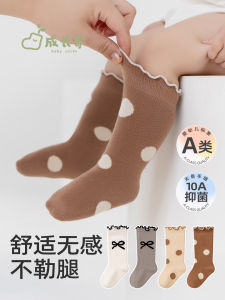 Pure Cotton Long Tube Socks for Baby Girls Comfortable Breathable Anti Slip Cotton Nylon Blend Spring Autumn Seasonal Wear