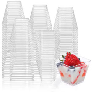 100/50Pack 2OZ Mini Dessert Cups Spoon Style Without Spoon Style For Party Small Plastic Dessert Cups For Kitchen Dessert Shoote