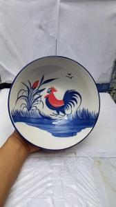 tô sứ loe hoa văn gà trống tô sứ loe trắng nhiều size 15cm 18cm 20cm (mua 10c tặng 1c cùng loại)