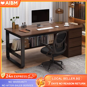 AIBM Computer Table With Shelf and Drawer Study Table Modern Home Office Desk Wooden Storage Table电脑桌