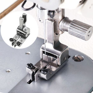 Adjustable edge guided presser foot accessory suitable for industrial flat sewing machines