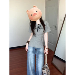 Áo Thun Tay Ngắn Cotton Nguyên Chất Ôm Vừa Vặn Cổ Tròn Màu Trơn Mùa Hè Cho Nữ Phong Cách Retro Mỹ