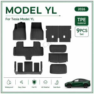 Tesla Model YL 2026 TPE Floor Mats 9PCS Set Trunk Seat Back Waterproof Protector
