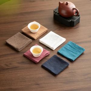Bộ Khăn Trà Vải Gai Dầu Thấm Hút Thảm Trà Đạo Đế Lót Ly Phụ Kiện Vệ Sinh Đồ Trà Phong Cách Trung Quốc Mới Chất Liệu Vải Cotton