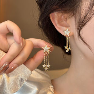Elegant Star Tassel Hoop Earrings Womens Fashion Luxury Sensation Unique Personality Studs New 2025 Trending Jewelry Accessories