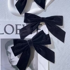 Heabety เสื้อสเวตเตอร์เข็มกลัดโบว์ผ้ากำมะหยี่สีดำสำหรับตกแต่งฤดูใบไม้ร่วงฤดูหนาวเครื่องประดับแฟชั่นของผู้หญิง