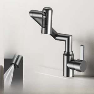 304 Stainless Steel Bathroom Faucet Rotatable Multi-Function Arm Cold And Hot Digital Display Washbasin Faucet Kitchen Tap