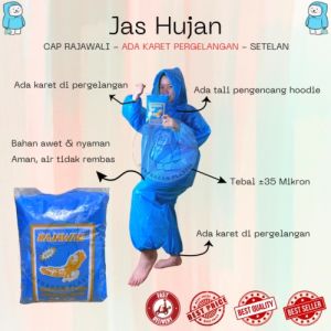 Jas Hujan Setelan Baju + Celana Cap Rajawali | Mantol Merah Putih