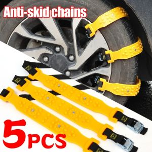 5Pcs Car Snow Tire Chains Belt Thickened Widened Cow Tendon Steel Nail Universal Tire Anti-skid Traction Chain Adjustable