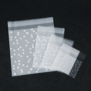 100pcs Plastic Transparent Cellophane Bags Polka Dot Candy Cookie Gift Bag Self Adhesive Candy Bags for Wedding Birthday Party