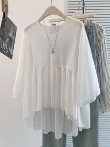 Sleeve Covering Sun Protection Loose Irregular Shirt