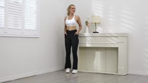 Quần Legging Nữ Siêu Mềm Cạp Cao Dáng Loe Có Túi Giúp Định Hình Bụng Mặc Thường Ngày Tập Yoga Dài Đến Mắt Cá Chân Chất Liệu Polyester Và Elastane