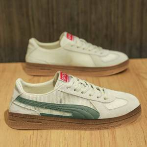 Retro Low-Top Mens Casual Shoes Color Block Design Breathable Mesh Lining Flat Heel round Toe Spring Summer New Style