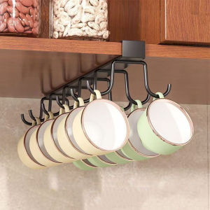 12 Hooks Kitchen Organizer Rack for CupUtensilsHats Double Row No Drill Over Door Hooks Durable Iron Drying Rack Hat Organizer