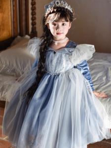Girls Fall and Winter New Arrival Princess Elsa Dress Frozen Fashionable Long Sleeve Elsa Dress Halloween Gauze Dress