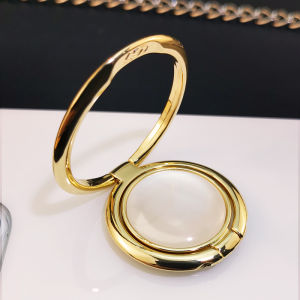 Portable Expanding Metal Phone Stand Womens Style Cats Eye Stone Ring Double Pull Ring Electroplated Alloy Desktop Support Bracket Universal Multi-functional Rotatable Foldable Adhesive Back Sticky